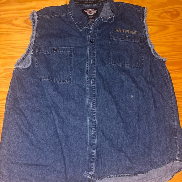 Harley-Davidson Blue Denim Top with Embroidered Logo - Picture 4 of 6